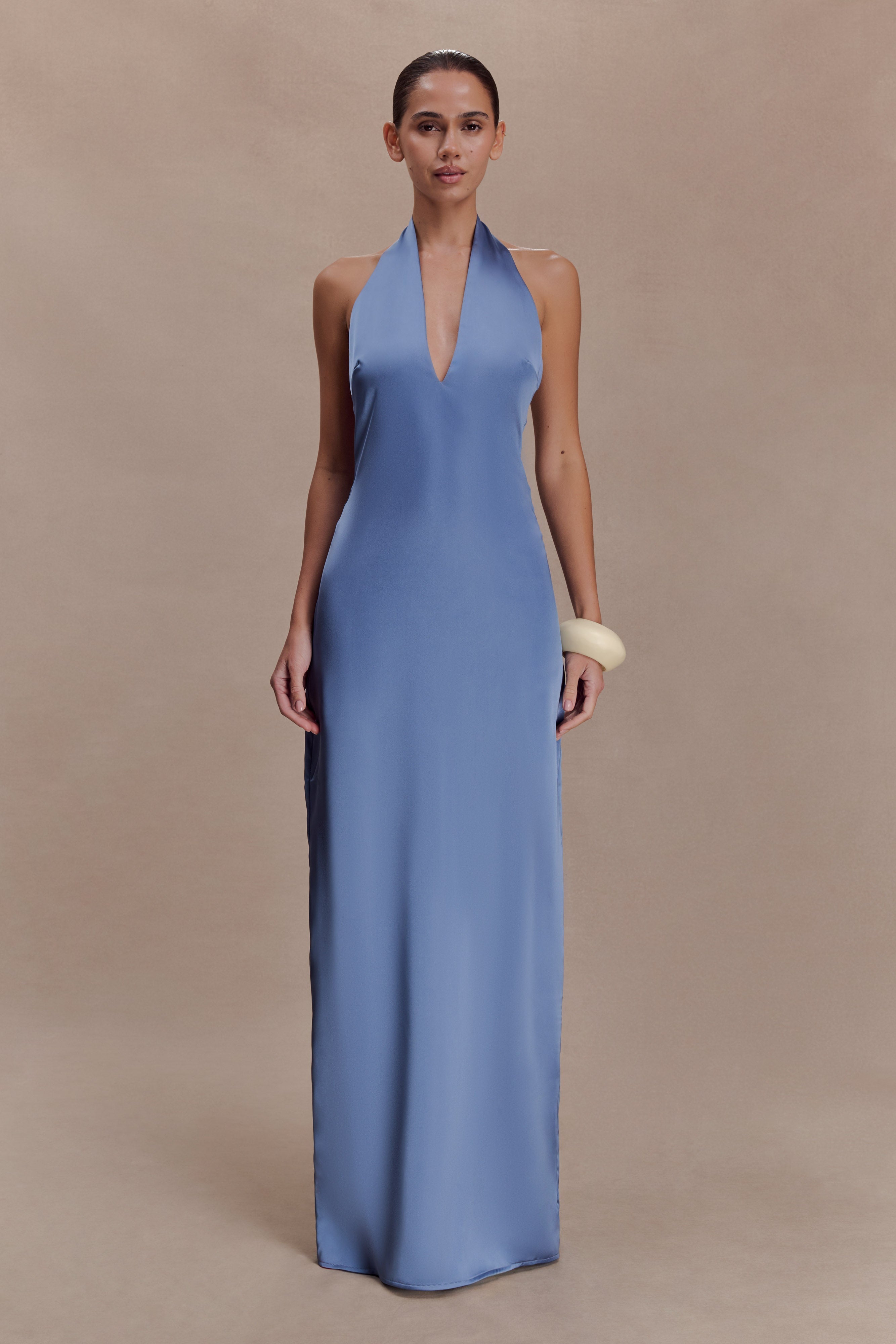 Satin Halter Maxi Dress