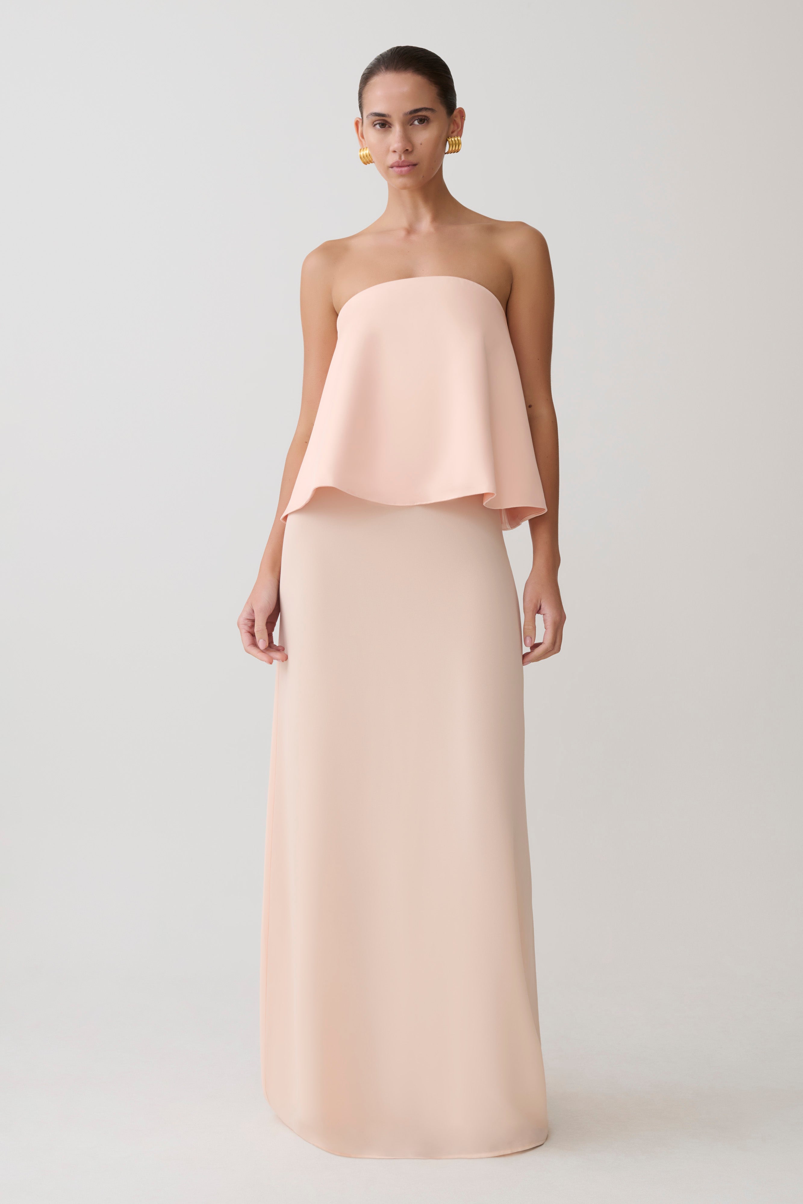 Sophia trägerloses Satin-Maxikleid