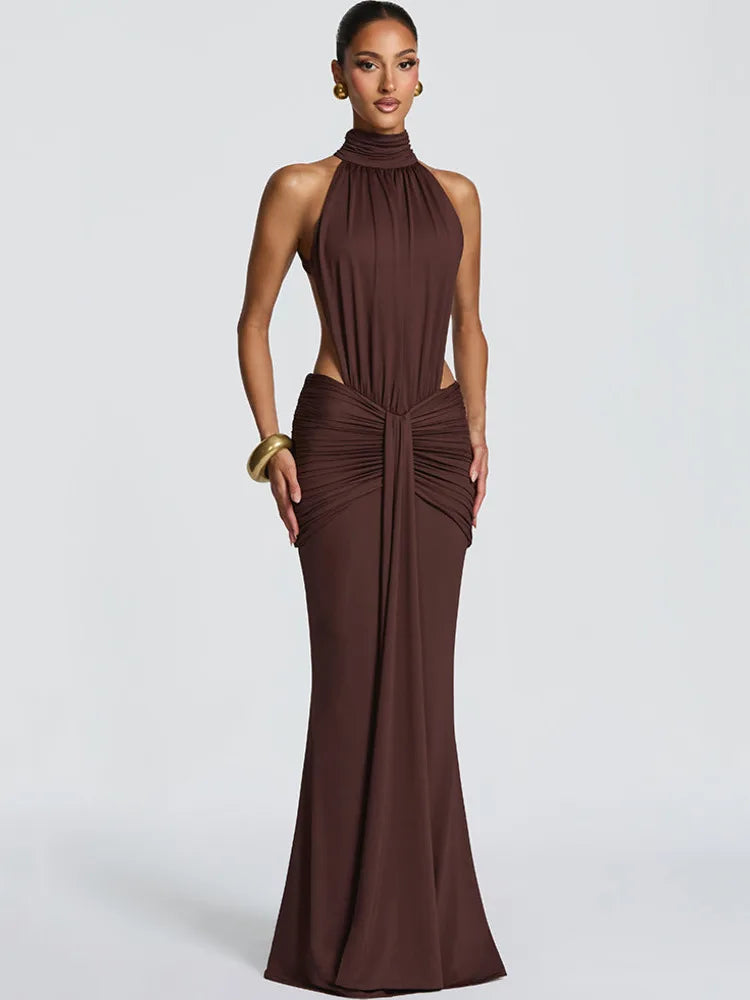 Backless Halter Maxi Dress