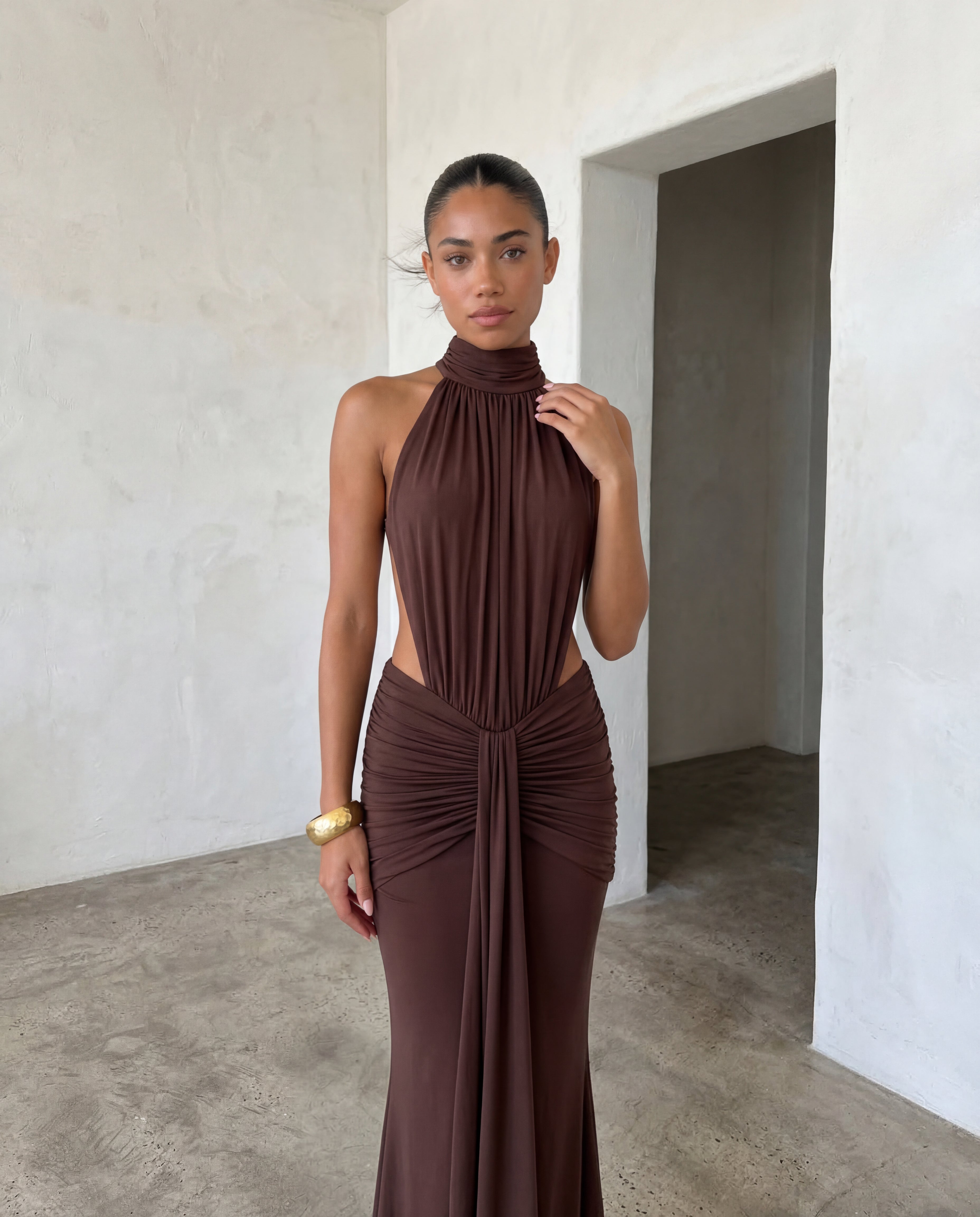 Backless Halter Maxi Dress